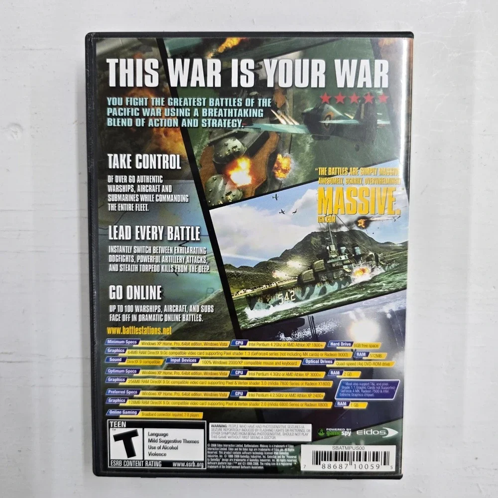 Battlestations Midway PC DVD-ROM Eidos Complete Case Manual Disc T ESRB Strategy